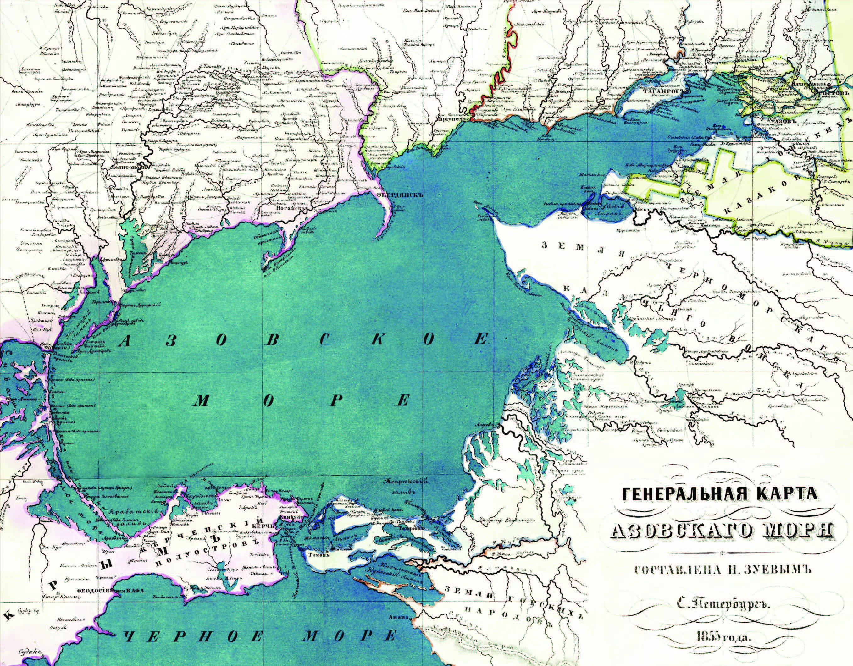 Карта Азовского моря, 1855г